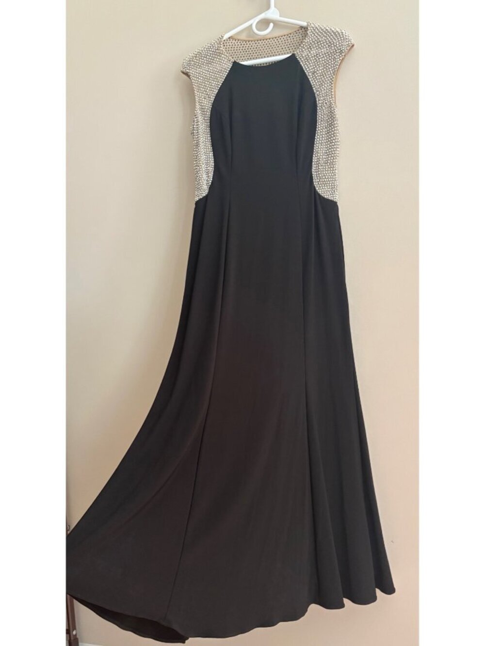 Xscape Caviar Rhinestone Illusion Gown Black Nude Formal Evening Dress Size 12 - Picture 4 of 13